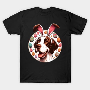 Pointer Dog Enjoys Easter with Bunny Ear Headband T-Shirt